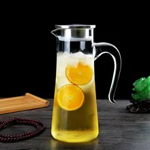 Холодный высокоборосиликатный огнеупорный стеклянный чайник холодная стальная салфетка для чайника большая емкость сок кружка для холодной воды с фильтрацией