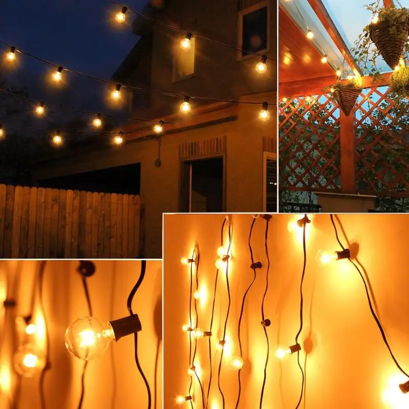 

15m 50 LED Strings Lights Outdoor Garden Courtyard Waterproof Globe Bulb Holiday Lighting Wedding Party Decoration Fairy Lights