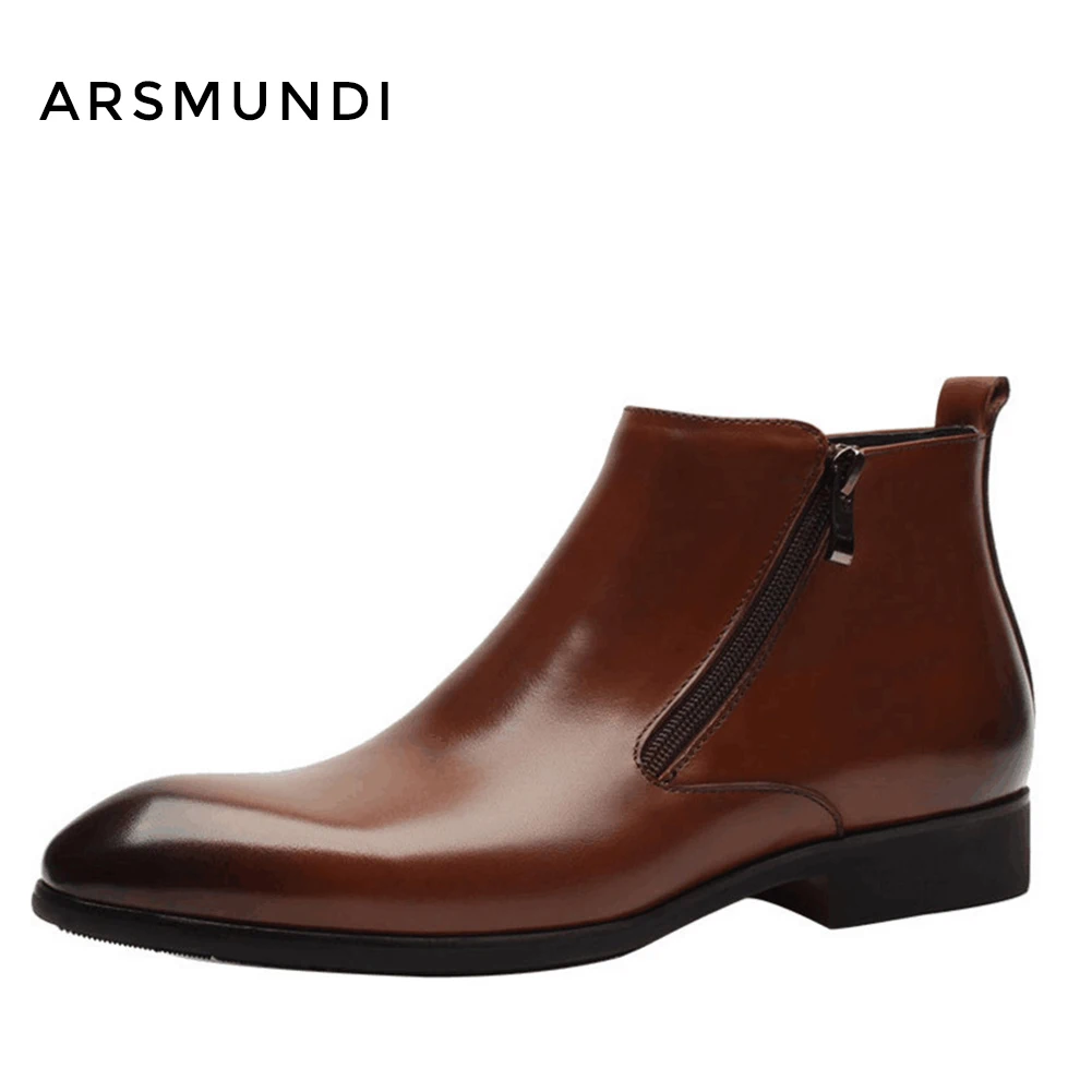 round toe leather booties