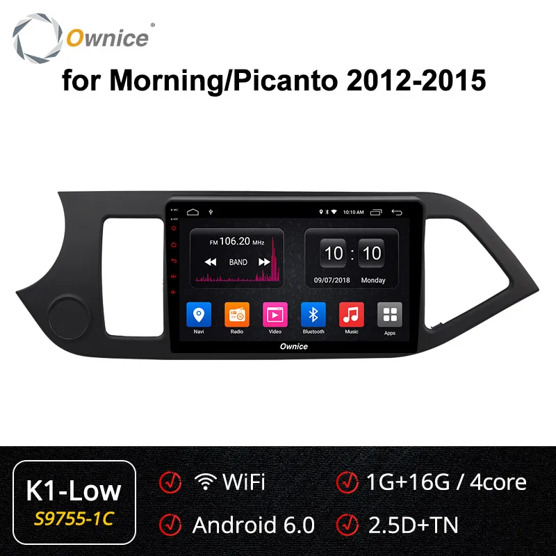 Ownice Android9.0 Octa Core Car DVD Player GPS Navi Stereo for KIA PICANTO MORNING 2012 2013 k3 k5 k6 4G LTE DSP SPDIF - Цвет: S9755-1 K1-Low