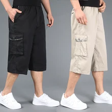 Летние мужские шорты размера плюс, xxl, 4xl, 5xl, 6xl, хлопковые повседневные шорты цвета хаки с эластичной резинкой на талии, короткие брюки в стиле хип-хоп, большие