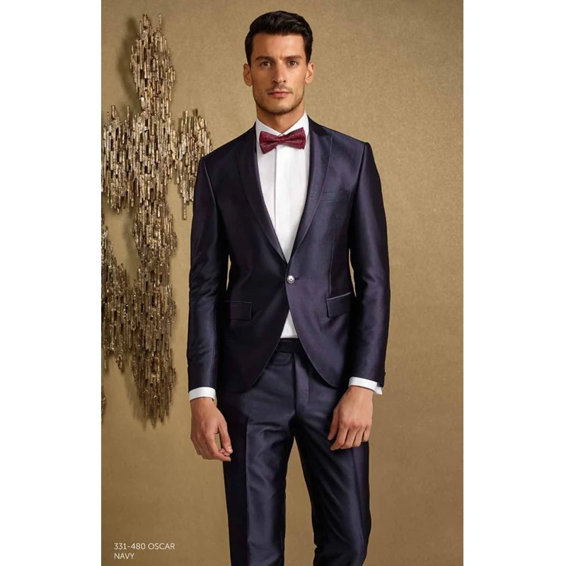 

New Style Men Wedding Suits Slim Fit 2 Piece Tuxedo Custom Groom Blazer Prom Men Suit Terno Masculino (Jacket+Pants)