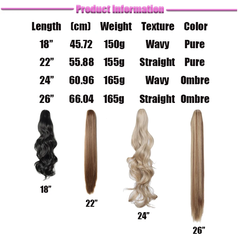 S-noilite 18-26 дюймов длинные вьющиеся конский хвост клип в наращивание волос Синтетические прямые поддельные хвост пони коготь на шиньоны