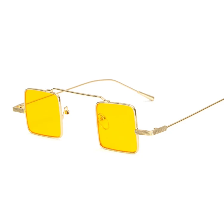 Готические стимпанк Солнцезащитные очки для мужчин и женщин винтажные паровые панк маленькие Солнцезащитные очки женские мужские очки Брендовые дизайнерские квадратные оттенки - Цвет линз: GoldYellow