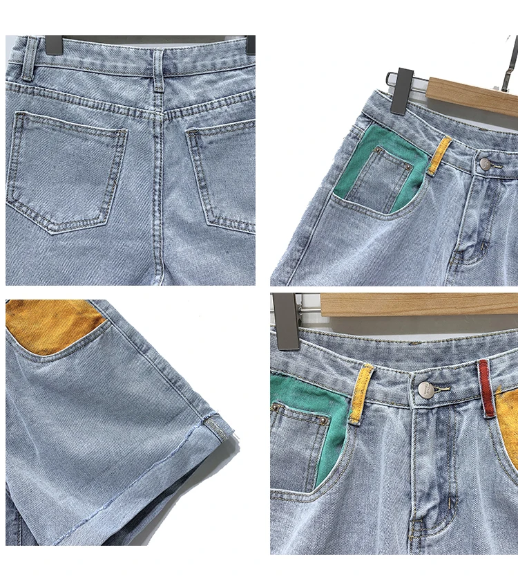 Pengpious Высокая талия хлопок джинсовые шорты новые женские модные джинсы с принтом широкий подол винтажный промытый