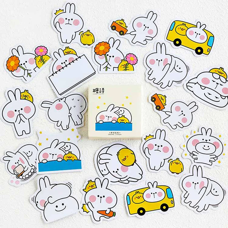 

45Pcs Cute Rabbit Paper Sticker Creative Diy Diary Paper Sticker DIY Seal Sticker kawaii funny stickers for Album Scrapbooking