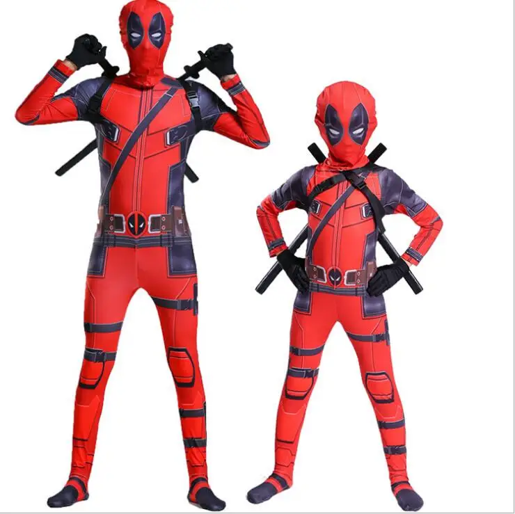 

high quality superhero deadpool costume adult halloween costumes for kids child boys spandex zentai suit Carnival Fancy