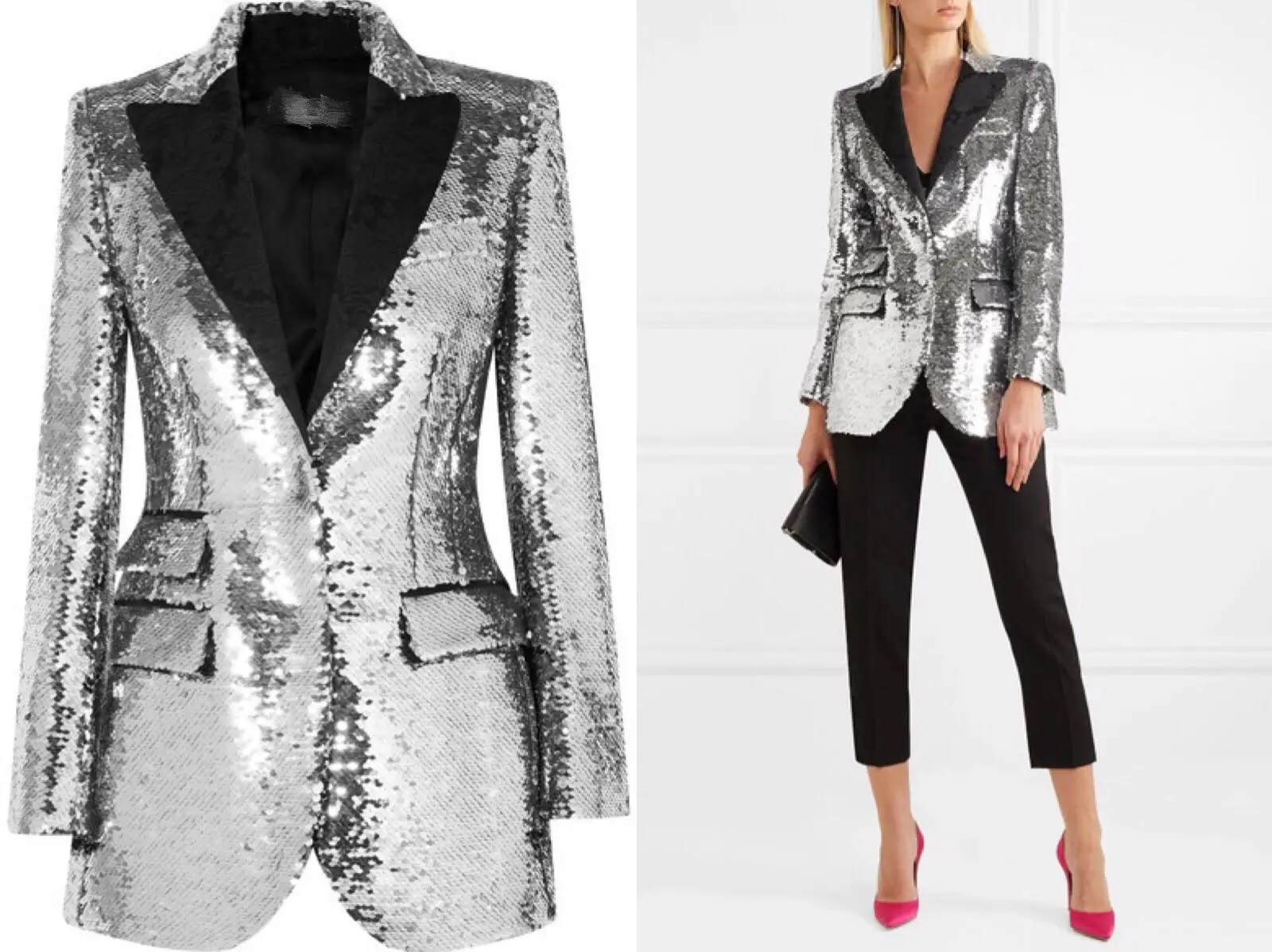 ZLY Весна и лето женский модный блестящий длинный Костюмный пиджак тонкий ночной клуб пальто