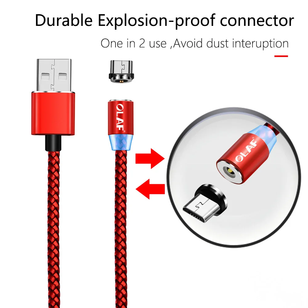 Магнитный USB кабель Олаф 1 м 2 м провод для быстрой зарядки для iPhone Xs Max кабель типа c для samsung S8 Xiaomi huawei mate 20 телефонный шнур