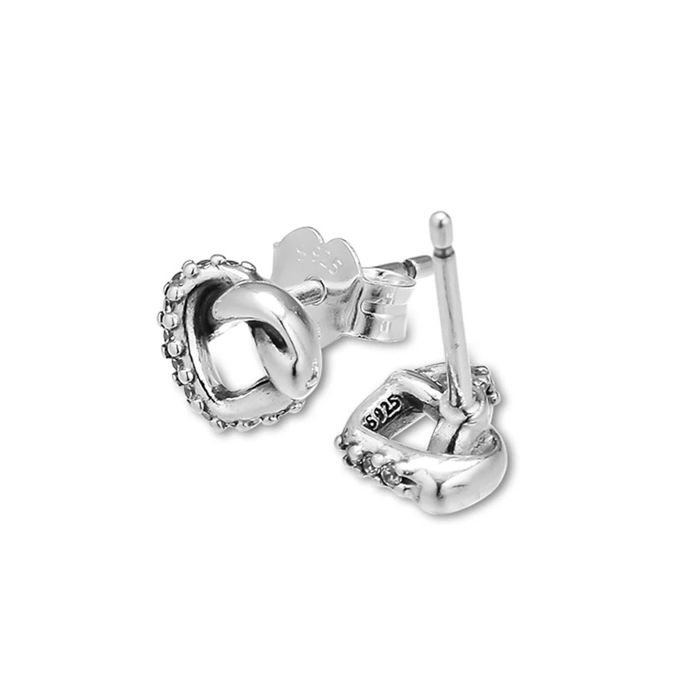 

Knotted Heart Stud Earring 100% 925 Silver Jewelry with Clear CZ Free Shipping