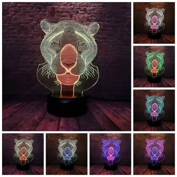 

3D Illusion NightLight LED 7 Colors Mixed Changing Light Flash Model Lion Animal Figure Kids Toys
