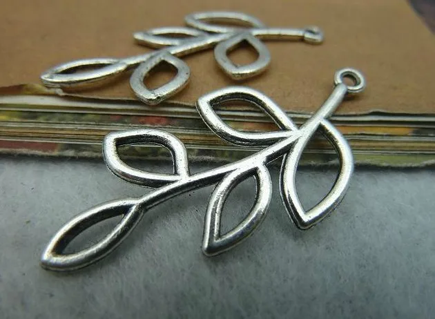

OneckOha Free Shipping!20pcs/Lot 20*40mm Antique Silver Tree Leaf Connector Jewelry Accessories DIY Bracelet Connector