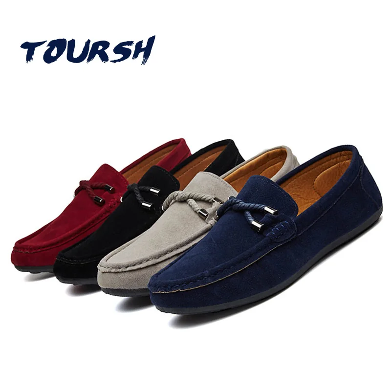 TOURSH New Shoes Men Casual Moccasins Men Loafers High Quality Leather Shoes Men Flats Gommino Driving Shoes Hommes Chaussures