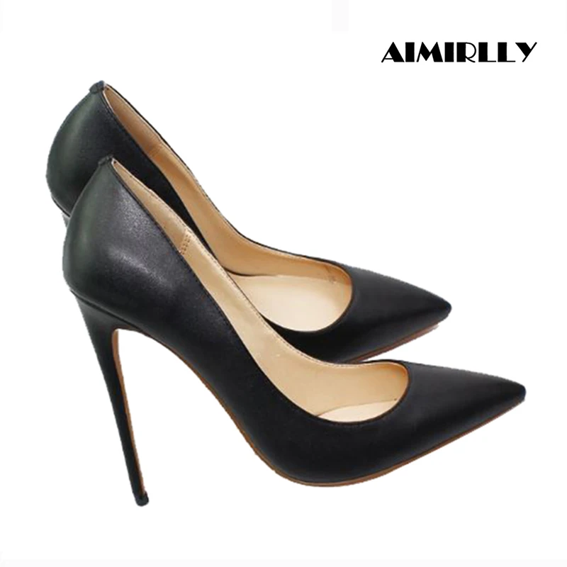 Zapatos de tacón de aguja para mujer, calzado Sexy de punta estrecha de PU,  color negro, azul marino, vino tinto, de 12cm Carta Grande, talla 46,  Aimirlly|Zapatos de tacón de mujer| -