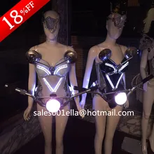 Hot Led Luminous Sexy Evening Dress Catwalk Clothes Carnival Victoria Ballroom Costume Stage Dance DJ Singer Cosplay Clothing