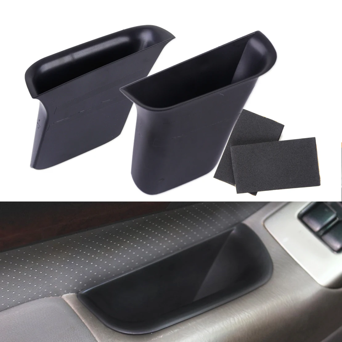 

CITALL ABS 2pcs Car Interior Front Door Storage Box Bin Fit for Toyota Land Cruiser Prado (J120) 2004 2005 2006 2007 2008 2009