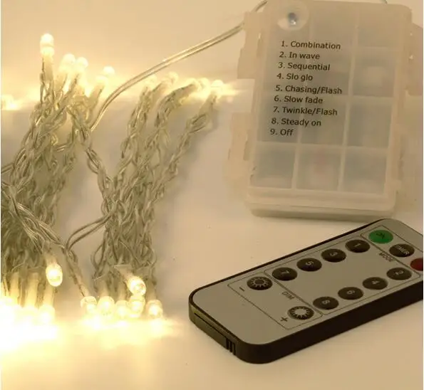 Iwhd 10 m Garland LED Navidad al aire libre batería cristmas decoración led luces de hadas luces de Navidad