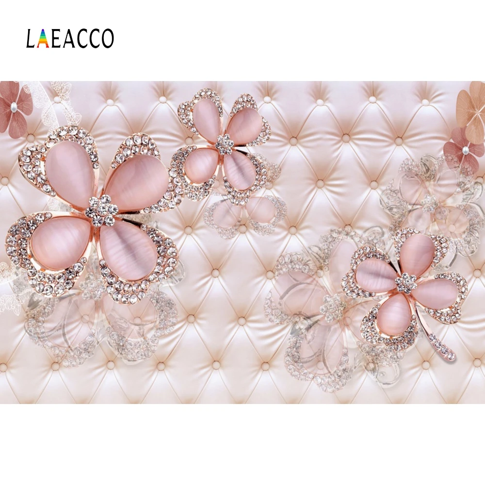  Laeacco Floral Headboard Bed Diamond Pattern Flowers Butterfly Scene Photographic Backgrounds Photo