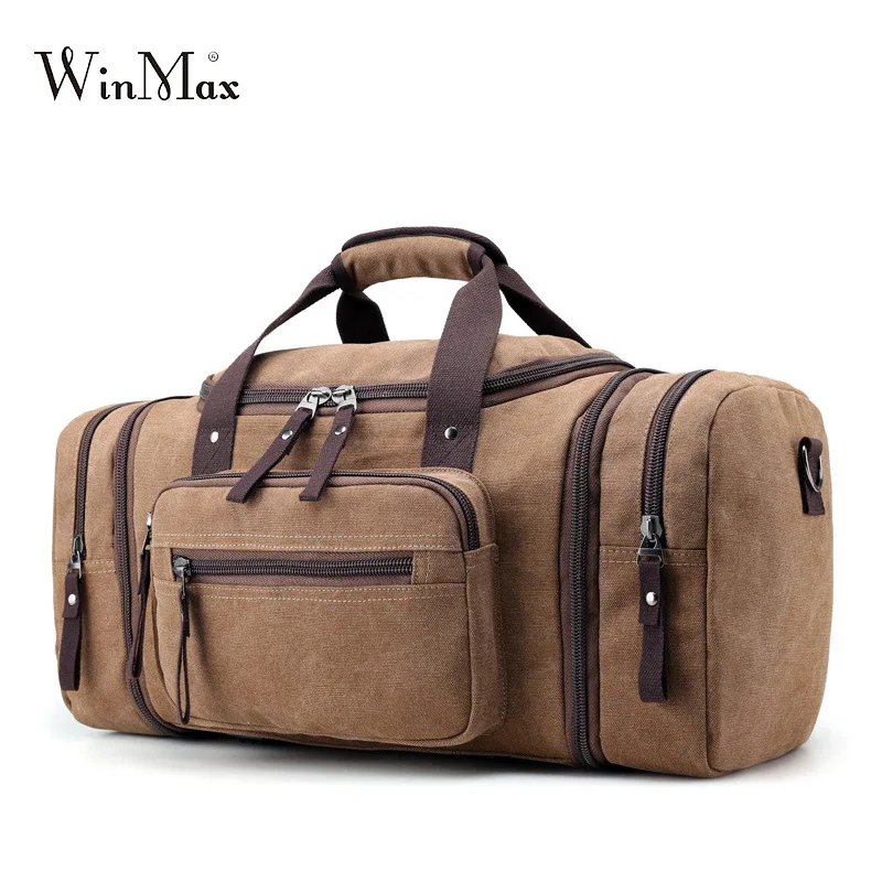 Winmax для мужчин холст дорожные сумки Carry on багажные сумки вещевой мешок большая ночь Высокая ёмкость сильный