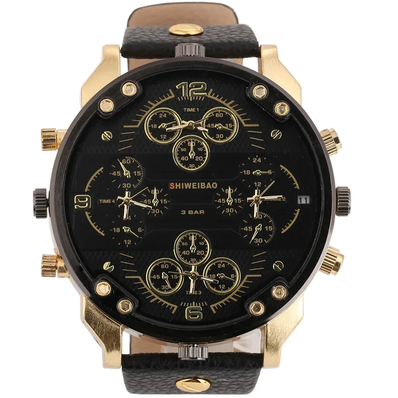 super cool big case four time zones military watches for men watch casual quartz watches 2 (2)