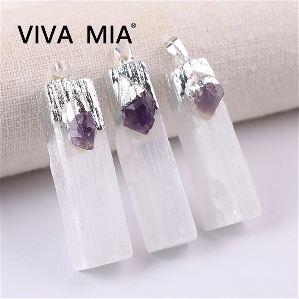

1pc Crystal Pendant Druzy Gems Selenite Necklaces Quartz Jewelry Clear Quartz Pendant Natural White Yellow Natural Stone Jewelry