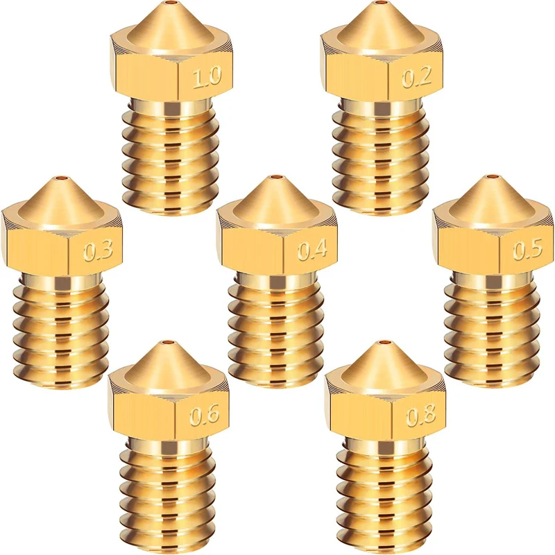 

5pcs V5 V6 Nozzle 0.2 0.25 0.3 0.35 0.4mm 0.5 0.6 0.8 1.0 Part Copper 1.75mm Filament M6 Threaded Brass 3D Printers Parts