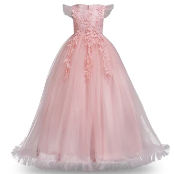 

2019 Winter Flower Girl Dress Kids Dresses For Girls Costume Wedding Dress Long Party Pageant Princess Dress Teenagers Children