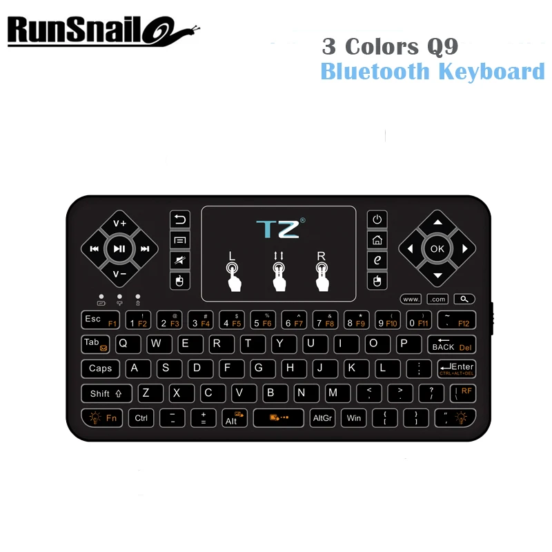 

Original Mini 3 Colors Q9 Bluetooth Wireless Keyboard Air Mouse Remote Control Touchpad For Android Tv Box Notebook Tablet Pc