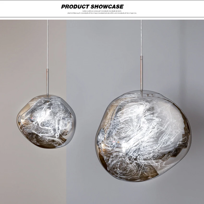 

Postmodern Glass LED Pendant Lamps Melt Lava Indoor Accessories Nordic Restaurant Lights Warm Chandeliers Lava Ball Lamps