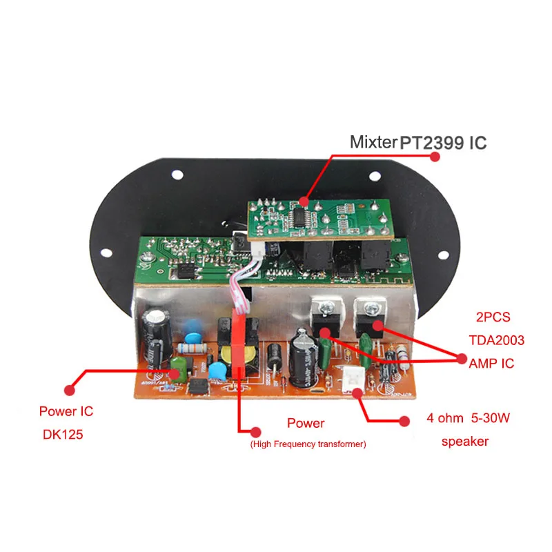 Двойной микрофон входы аудио Bluetooth усилитель платы моно сабвуфер FM звуковой миксер DIY караоке-миксер для 3-6 дюймовый басовый динамик