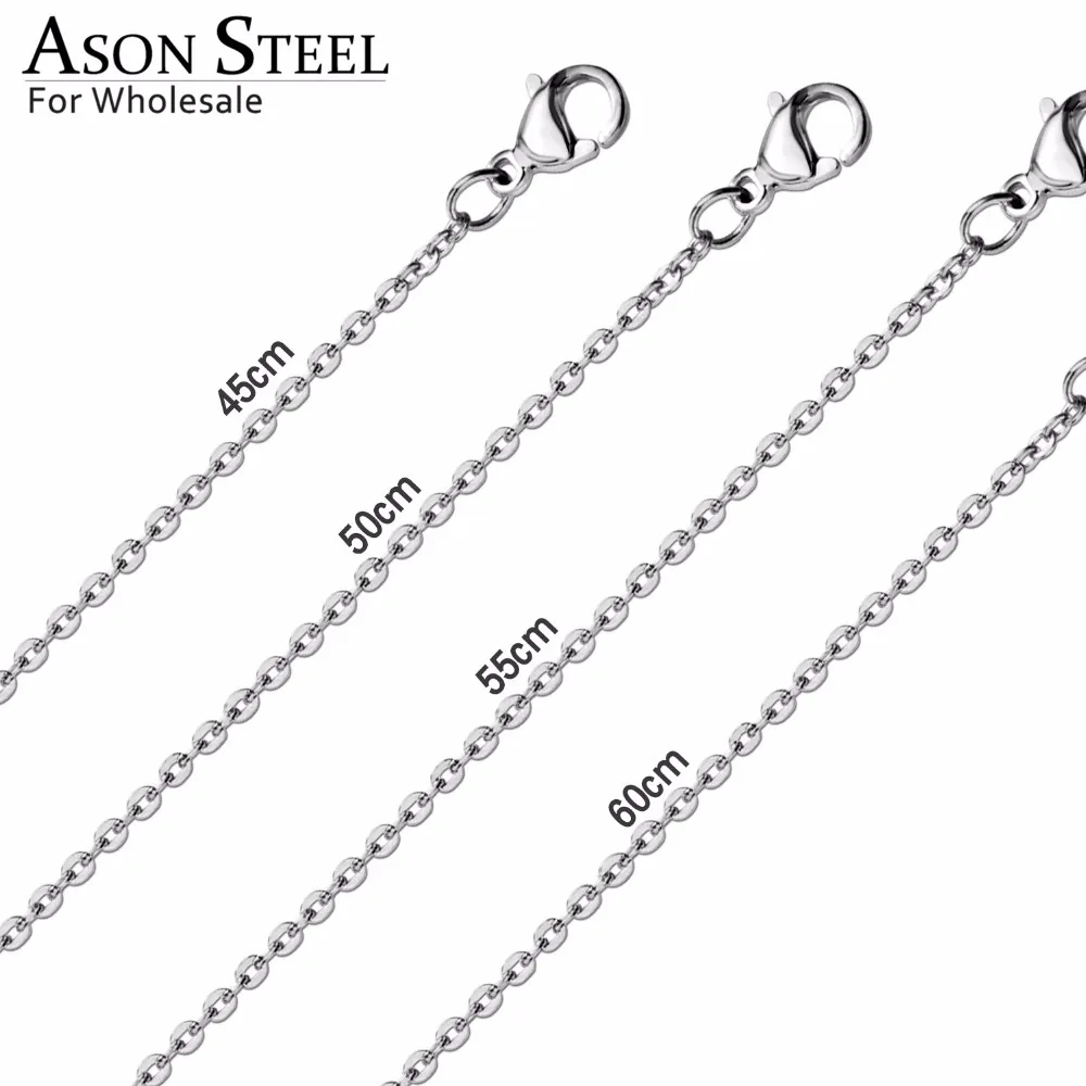 

ASONSTEEL 10pcs/lot Width 2mm Cut Rolo Link Chain Steel Color Chains Necklaces For Women/Men Accessories