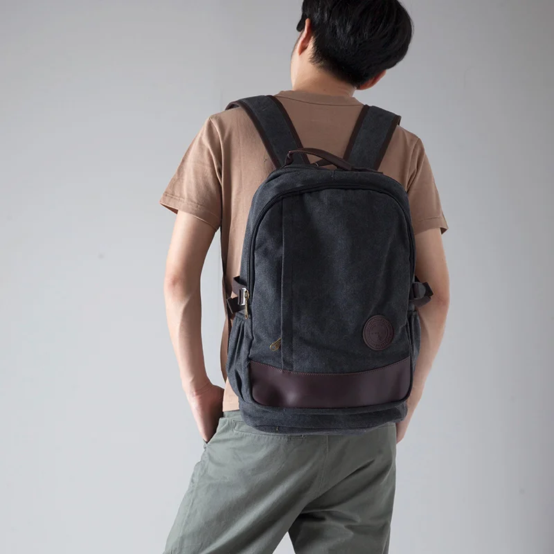 

Double shoulder bag canvas men and women leisure computer double shoulder backpack men's travel bag retro school bag