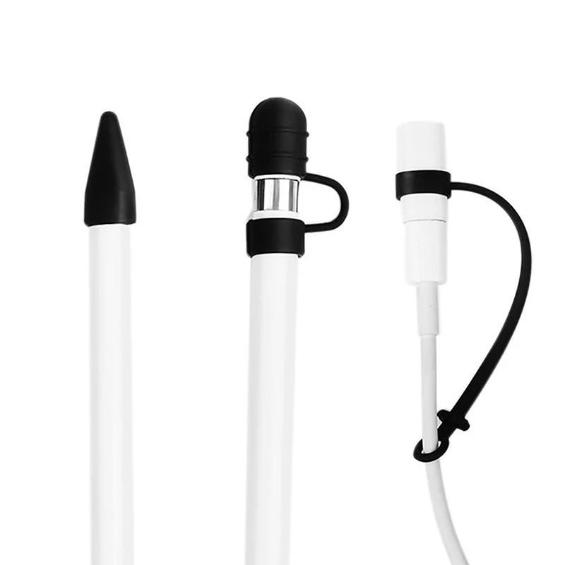 

Aitmexcn For Apple Pencil Tip Cover Anti-lost Pen Anti-lost Conversion Line Three-piece Soft Silicone Case For iPad Pro Pencil