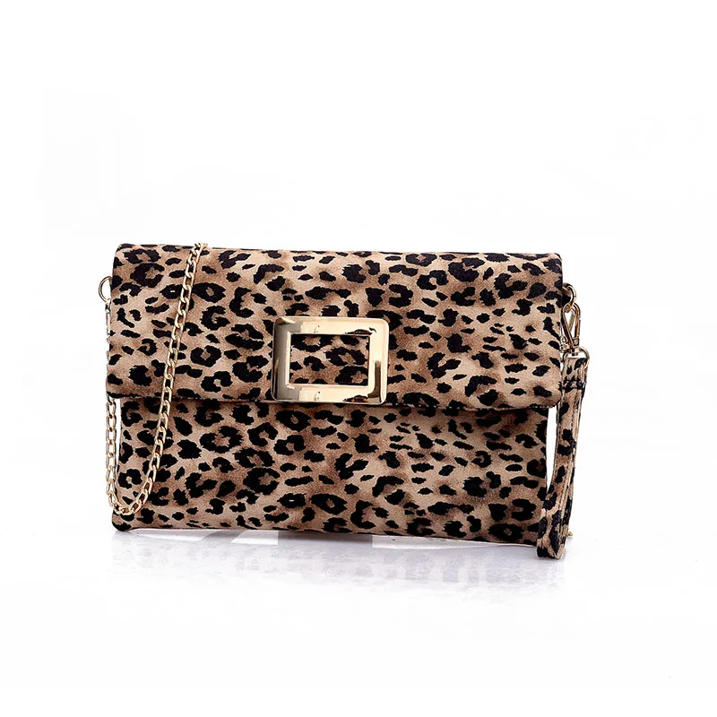 Leopard Конверт муфты для Для женщин мода складной Винтаж кожа Сеть Crossbody сумка женская сумка - Цвет: Khaki Leopard