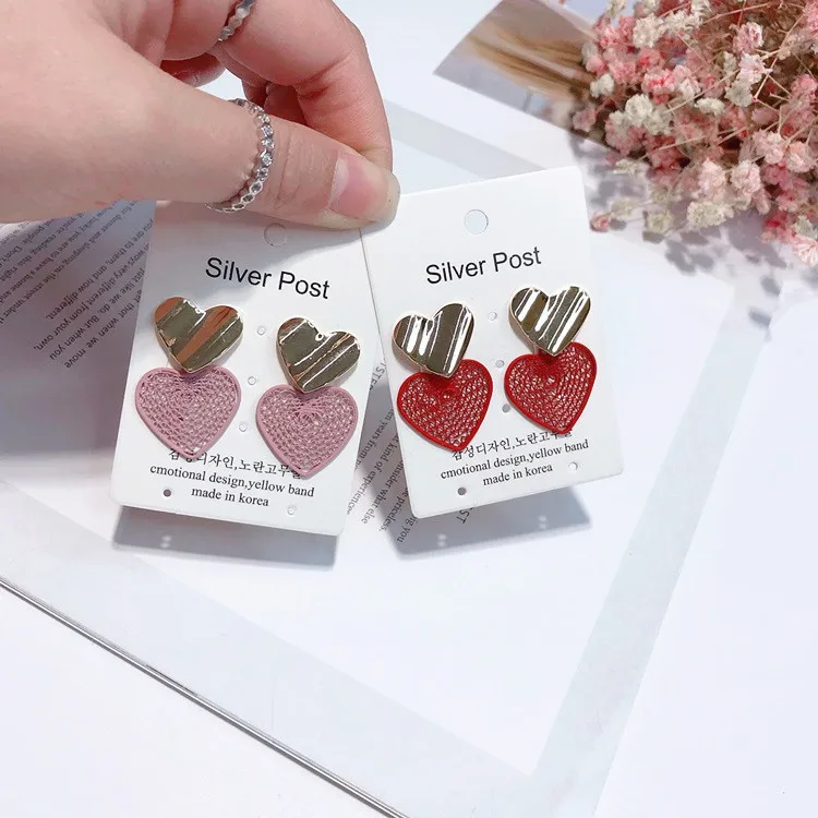 sweet hollow heart 925 silver post Hypoallergenic fadeless fashion jewelry stud earrings for women girl Christmas gift