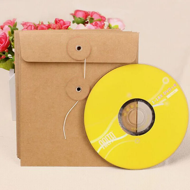 Kraft Paper CD Cases Envelope Bag 2pcs Sleeves DVD Photo Postcard