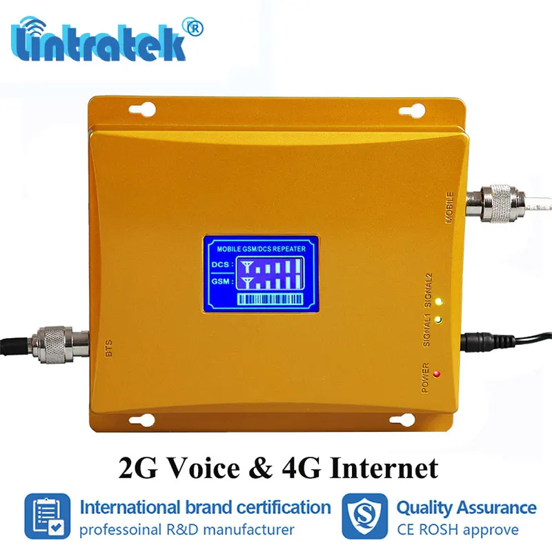 

Lintratek 2G 4G 900mhz 1800mhz Double Band Mobile Signal Repeater GSM 900 LTE 1800 Booster Amplifier Cellular Repetidor S7