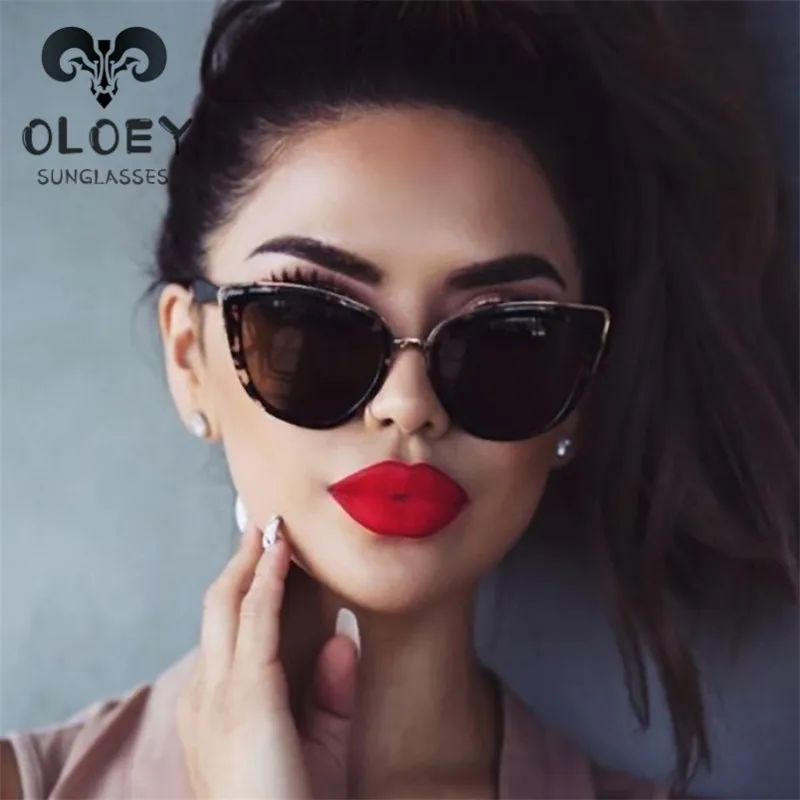 OLOEY сексуальные женские солнцезащитные очки кошачий глаз роскошные брендовые