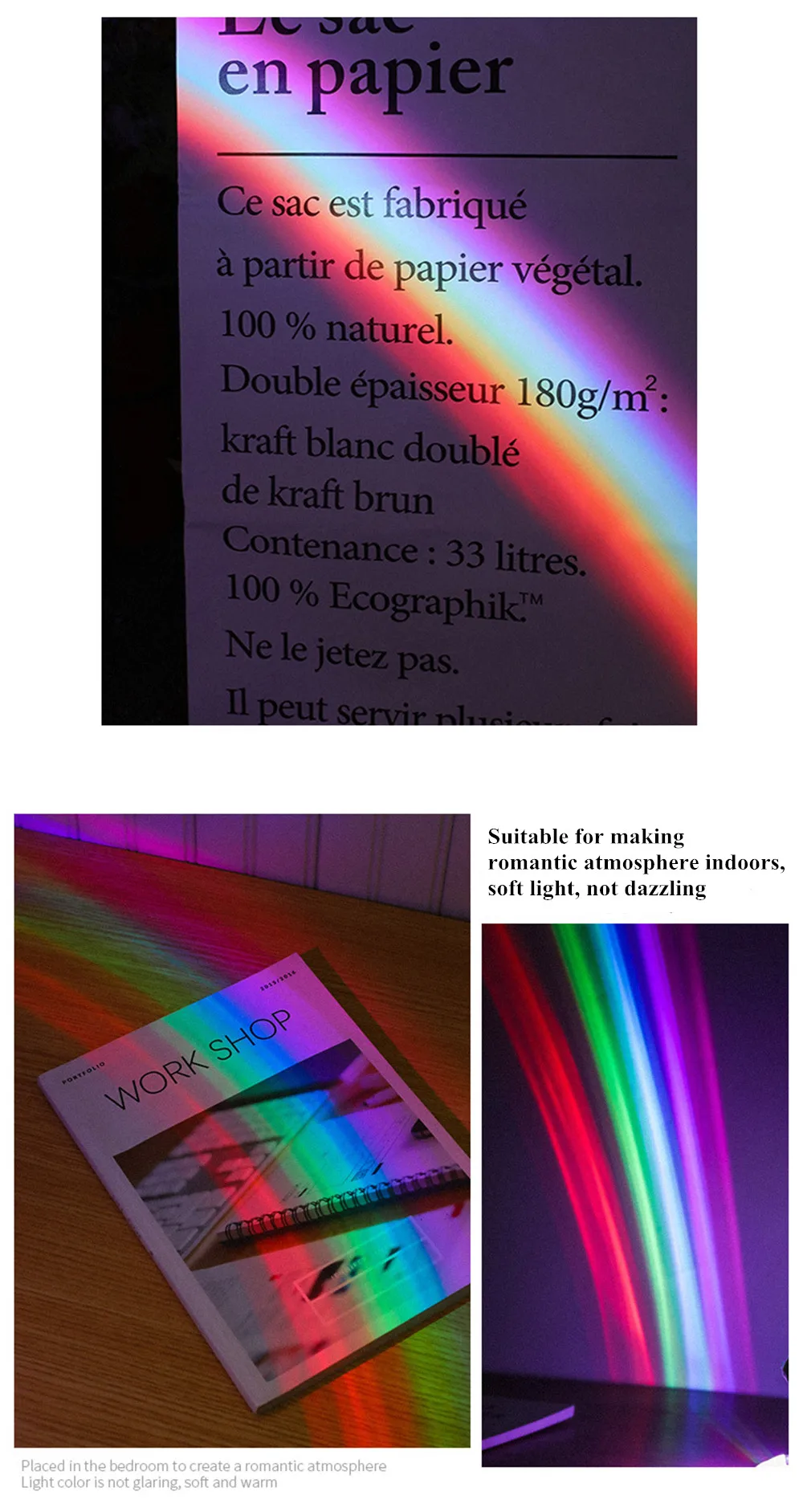 SuperNight Dolphin Rainbow Projection Lamp Romantic USB Rechargeable Colorful LED Ambient Night Light Bedroom Bedside Table Lamp (12)
