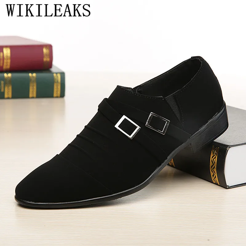 

2019 Fashion Pointed Toe Dress Shoes Men Loafers Suede Leather Oxford Shoes For Men Formal Mariage Wedding Shoes Sapato Social