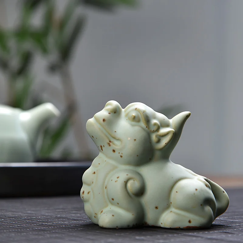 Китайский керамический чайный набор кунг-фу чай питомец Лаки Фэн-шуй Kirin маленькие фигурки чайные аксессуары для домашнего декора - Цвет: G