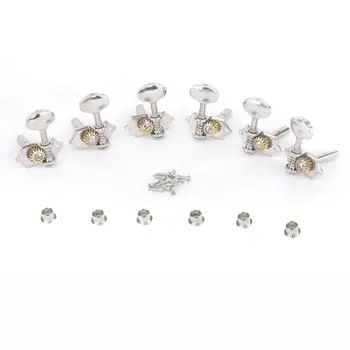 

Musiclily Pro 3+3 Vintage Classical Guitar Machine Heads Tuning Pegs Keys Tuners Set, Nickel with Metal Button