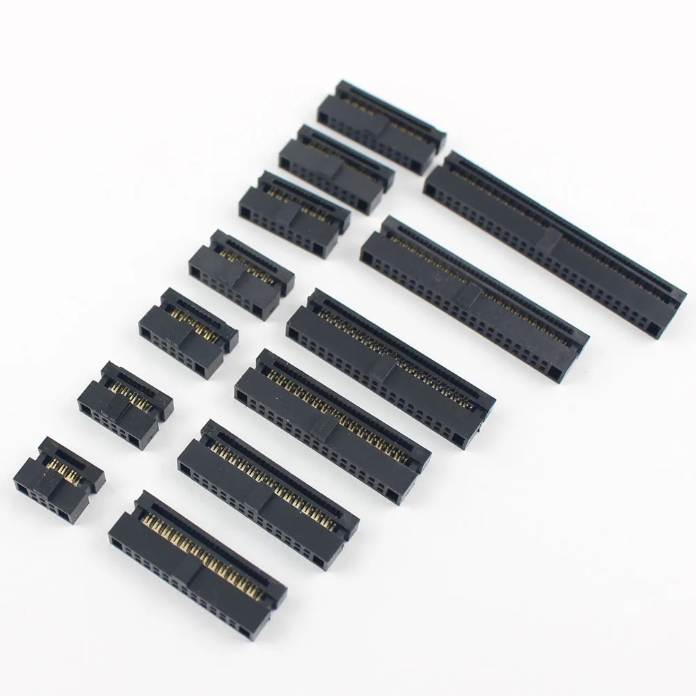 10 шт./лот шаг 1 27 мм 6 8 12 14 16 20 24 26 30 34 40 50 Pin IDC FC гнездовой разъем кабельный