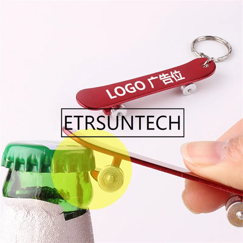 500pcs Multifunction Outdoor EDC Openner Adorable Skateboard Metal Bottle Opener Keychain Keyring Beer Bar Tool Free Laser Logo |