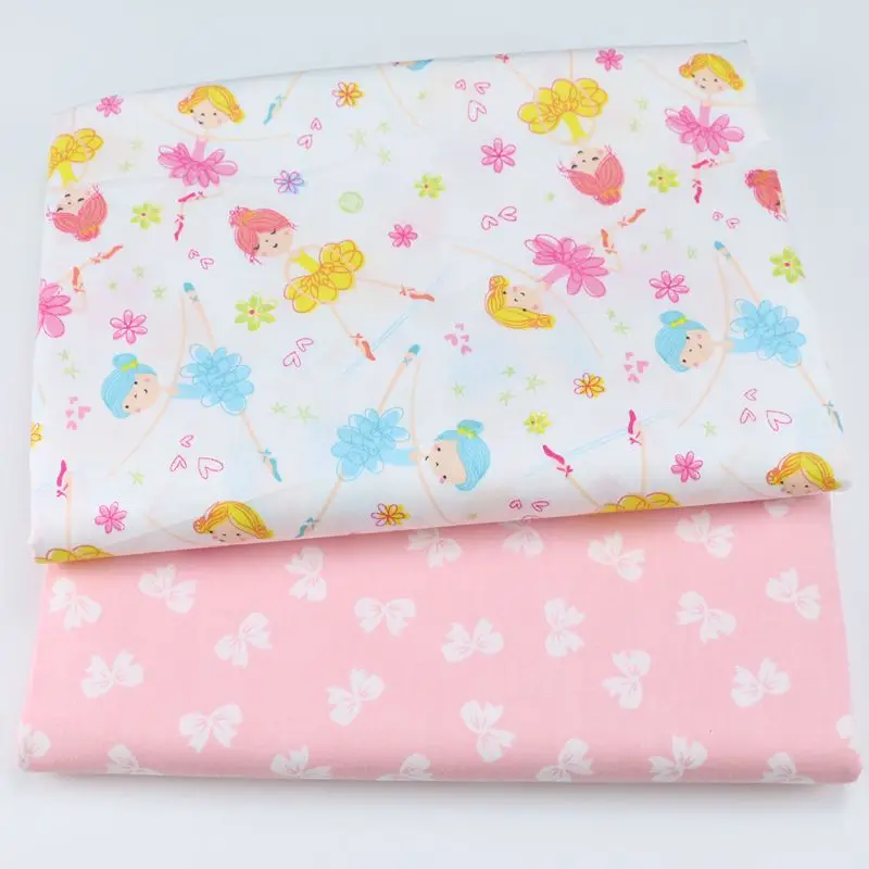 50x50 см мультфильм красота девочка Маленький Бант хлопок ткань метр для Детское платье постельные принадлежности подушки и одеяло DIY шитье Лоскутное шитье