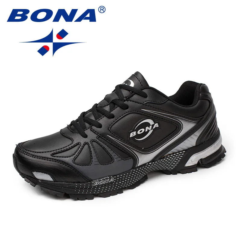 BONA/Новинка; типичный стиль; мужские кроссовки на шнуровке; Мужская Спортивная обувь; уличные кроссовки Jonng; удобный мягкий светильник; - Цвет: BLACK  V