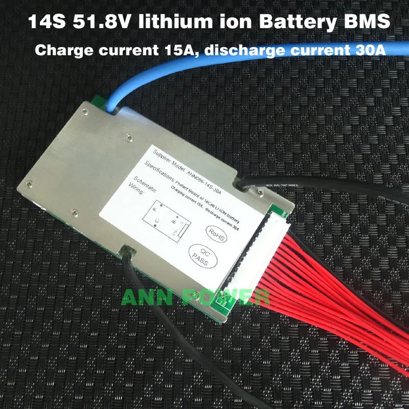 14S литий-ионный аккумулятор BMS 14S 48V 20A, 30A и 40A BMS для 14S 51,8 V 500 W-2000 W комплект литий-ионный батарей с функцией баланса