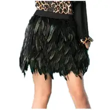 Новая женская мини-юбка с перьями, эластичная талия, высокая уличная градиентная расцветка, вечерние юбки с перьями, зеленый фиолетовый цвет