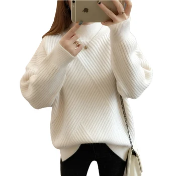 

2018 New Autumn Winter Thick Sweater Women Patchwork Loose Casual Dress Fashion Plus Size Pullovers Knitted Sweater YP1069
