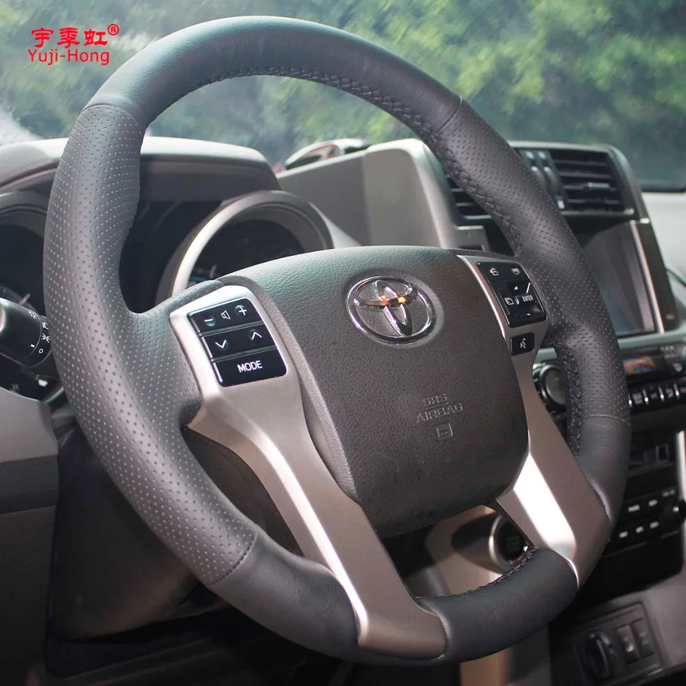 Искусственная кожа рулевого управления автомобиля чехлы Чехол для Toyota Prado 2010- микрофибра кожа ручная прошитая крышка